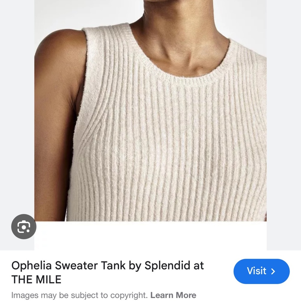 NWT Ophelia Cream Sweater Tank Top - XS - Picture 2 of 5